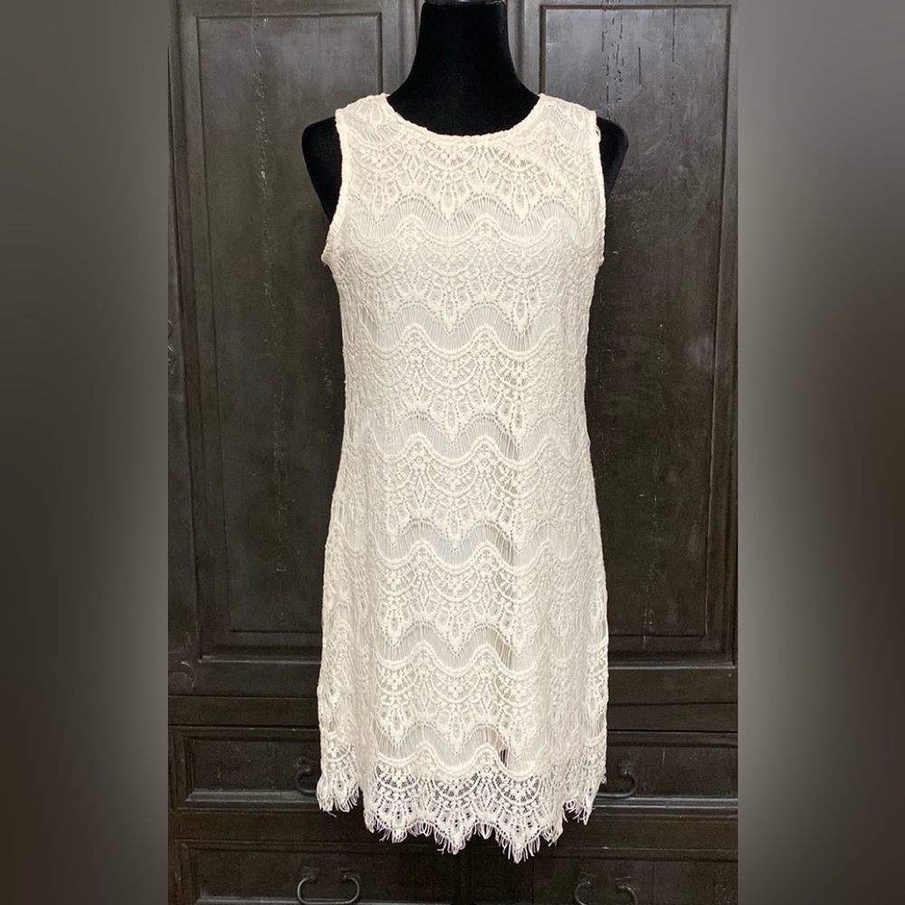 Stella Luce Lace sleevesless cream dress. Fully lined. small
